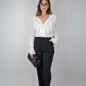 Fırfır Detay Gömlek-Beyaz