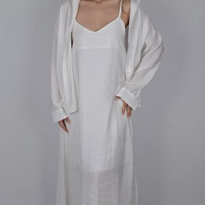 Gömlekli Elbise - Beyaz