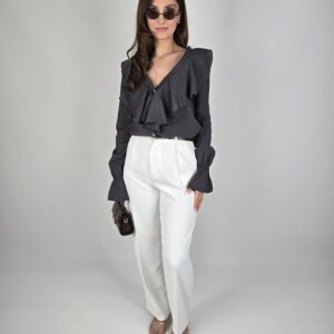 Fırfır Detay Gömlek -Antrasit